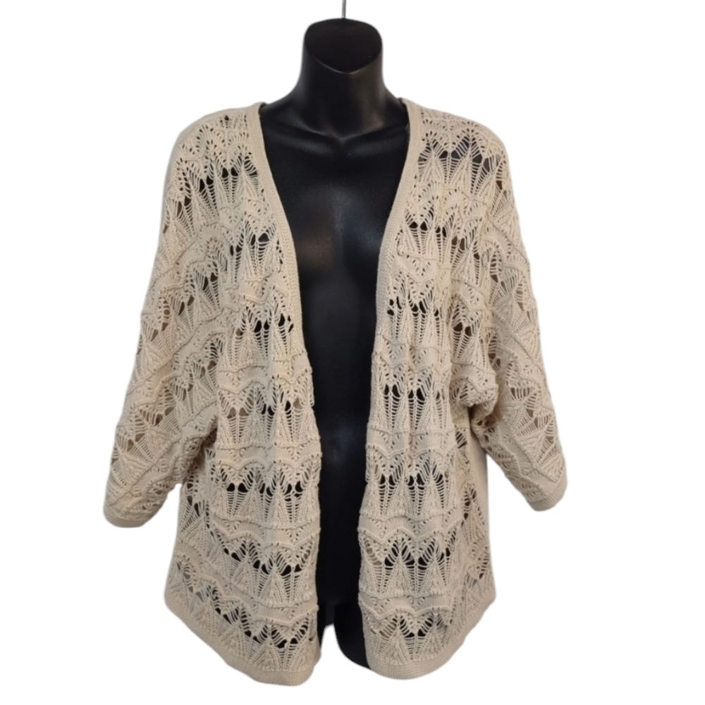 Fashion Bug Women's Cream White Knit Cardigan Size L